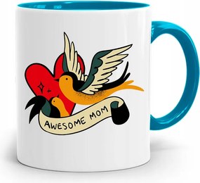 Kék Bögre Anyukáknak Awesome Mom Ajándék fényképes nyomattal
