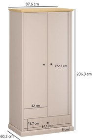 Ruhásszekrény Indices 1 (taupe + kő tölgy) . 1116868