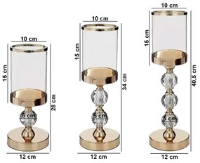 3 darabos arany gyertyatartó szett