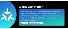 Govee - Neon 2 MATTER rugalmas RGBIC LED szalag, 3 m-es, Wi-Fi