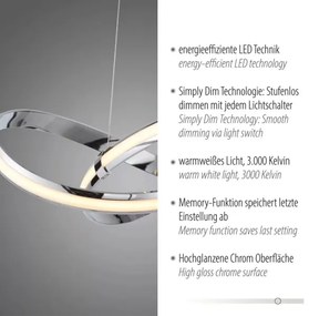 Paul Neuhaus 8291-17 - MELINDA LED 30W/230V állítható fényű függeszték