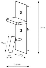 Markslöjd 109018 - LED fali lámpa polccal és USB-porttal CARICA 4W/230V fekete
