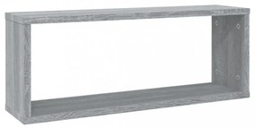 2 db szürke sonoma színű szerelt fa fali kockapolc 60x15x23 cm