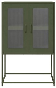 Highboard olívazöld 68x39x107 cm Acél