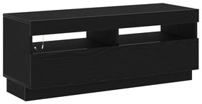 Tévé Szekrény LED Fényekkel Fekete Tölgy 100x35x40 cm Műanyag Fa