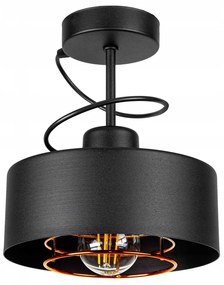 Glimex LAVOR MED fekete réz/króm rácsos fix mennyezeti lámpa 1x E27 + ajándék LED izzó