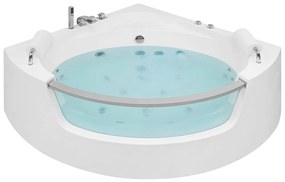 Fehér whirlpool masszázskád LED világítással 187 x 136 cm MANGLE Beliani