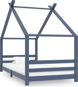 vidaXL szürke tömör fenyőfa gyerekágy-keret 90 x 200 cm