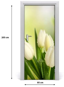 Poszter tapéta ajtóra fehér tulipán 75x205 cm