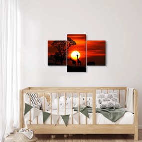 Kép - Állatok sziluettjei napnyugtakor (90x60 cm)