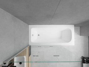 Mexen Vega 150 x 70 cm-es téglalap alakú kád burkolattal és háromszárnyú paravánnal, 120 cm, átlátszó, króm