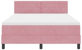 Boxspring Ágy Matraccal Rózsaszín 160x200 cm Bársony