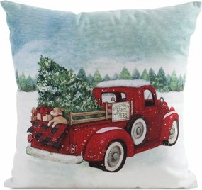 Karácsonyi díszpárnahuzat Jancsi 45x45 cipzáras autó