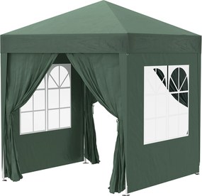 Outsunny 2x2m Vízálló, Összecsukható Pavilon 4 Oldalfallal, Csepegőnyílásokkal, Party Sátor UV 30+, Kert Napernyő Hordtáskával, Teraszra Szánt Kert Pa