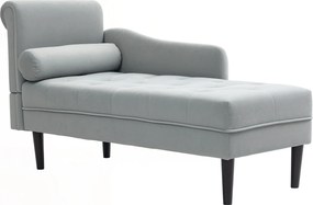 HOMCOM Varratos Fotel Bal Karfával és Párnával, Szövet Bútor, Chaise Longue Fotel Tölgyfa Lábakkal a Nappaliba, Irodába és Pihenőszobába, Szürke | Aos