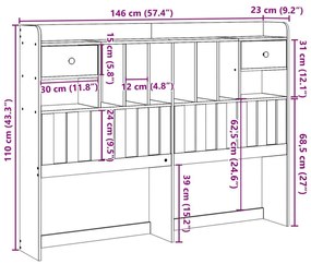 fehér tömör fenyőfa fejtámla tárolóval 140 cm