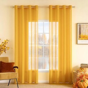 2 db-os függöny szett Miulee átlátszó függöny Kerekek 140x245 cm sárga