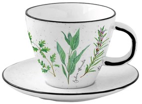 Porcelán fűszernövényes csésze aljjal Herbarium