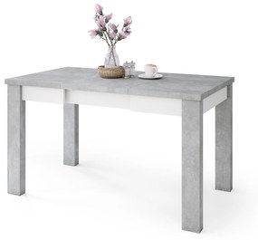 FONTE Világos Atelier Beton / Fehér Matt - Klasszikus konyhai/nappali asztal 85x75 Kinyitható akár 130 cm-ig!