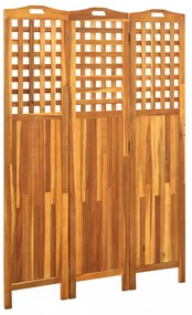 3 paneles tömör akácfa szobaelválasztó 121 x 2 x 170 cm