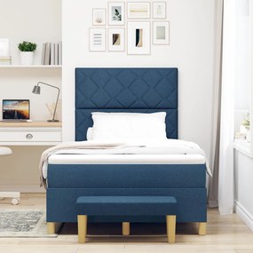 Box Spring ágy matrac &amp; pad Kék 120x200 cm Szövet