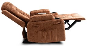 Elektromosan Vezérelhető Masszázsfunkciós Relaxfotel Barna Szövet Kárpittal. BOX 2