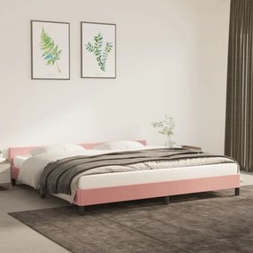 rózsaszín bársony ágykeret fejtámlával matrac nélkül 200x200 cm