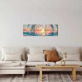 Kép – Naplemente mozaik (órával) (90x30 cm)