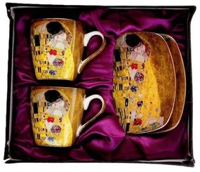 Klimt porcelán eszpresszó kávés csésze aljjal 2 személyes díszdobozban