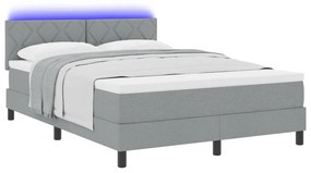 Box Spring Ágy Matraccal &amp; LED Világosszürke 140x200 cm Szövet