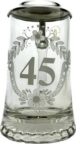 Söröspohár 45 éves évfordulós sörhöz, fém fedéllel, korsó, 0,4 l