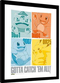 Keretezett poszter Pokemon - Pikachu & Kanto Starters