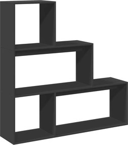vidaXL 3 szintes fekete fa térelválasztó könyvespolc 123 x 29 x 123 cm