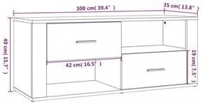 barna tölgyszínű szerelt fa TV-szekrény 100 x 35 x 40 cm