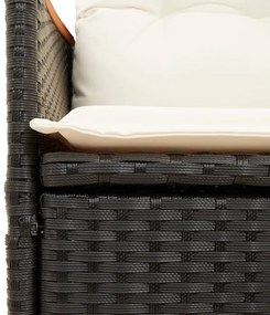 5 részes fekete polyrattan kerti étkezőgarnitúra párnákkal