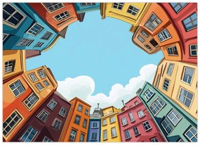 Üveg kép - Házak között (70x50 cm)