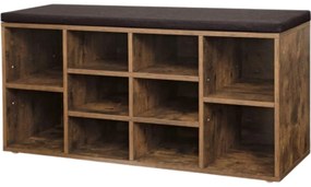 Cipősszekrény paddal TAYLOR 104x30x48 cm, rusztikus barna