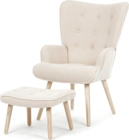 Krémszínű relaxfotel, boucle szövet kárpitozással, AK-319 CRM2