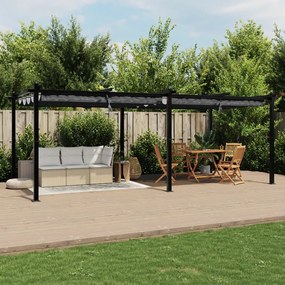 antracitszürke alumínium kerti pavilon behúzható tetővel 3x6 m