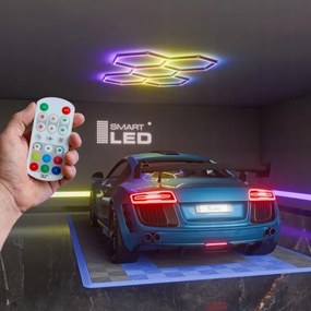LED RGBW dimmelhető mennyezeti lámpatest HEXAGON LED/144W/85-265V 7000K CRI 90 IP54 fehér+távirányító