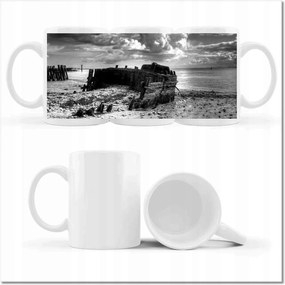 Nyomott mintás bögre Fekete-fehér hajós fotó