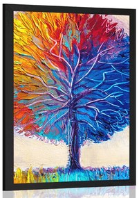 Poszter színes akvarell fa