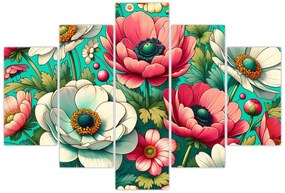 Kép - Virágok kék háttéren (150x105 cm)