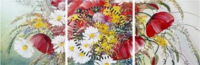 Egy váza képe vadvirágokkal (órával) (90x30 cm)