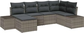 vidaXL Kerti Kanapé Szett párnával 6 pcs Szürke polirattan