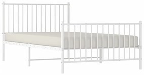 fehér fém ágykeret fej- és lábtámlával 107 x 203 cm
