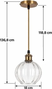 BRILAGI - LED csillár kábellel RETRO GLASS 1xE27/60W/230V Ø 18 cm arany/tiszta