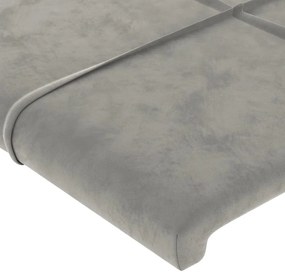 világosszürke bársony LED-es fejtámla 183 x 16 x 78/88 cm
