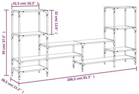 barna tölgy színű szerelt fa TV-szekrény 206,5x28,5x95 cm