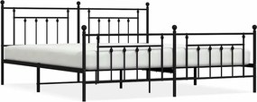 vidaXL fekete fém ágykeret fej- és lábtámlával 193 x 203 cm